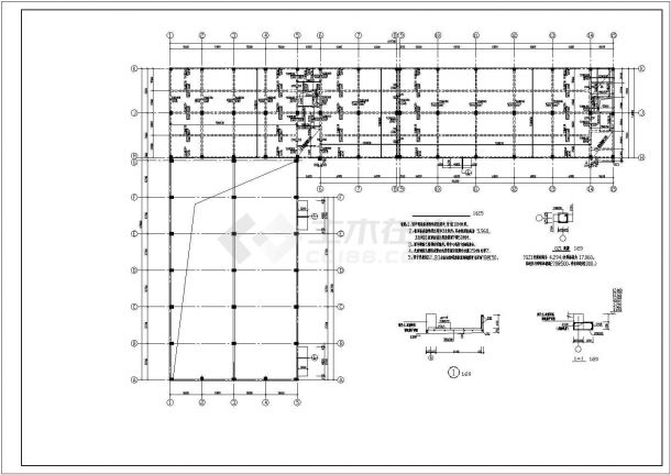 黄岩多层框架结构车间结构施工图纸-图一
