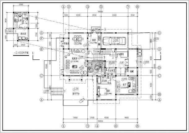 某地区全套山地别墅建筑设计CAD设计图纸-图一