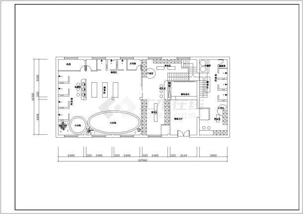 某小型浴场室内装修平面布置cad施工方案图-图二