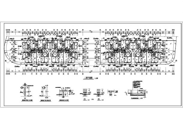 某全套公寓楼建筑施工cad设计图纸-图二