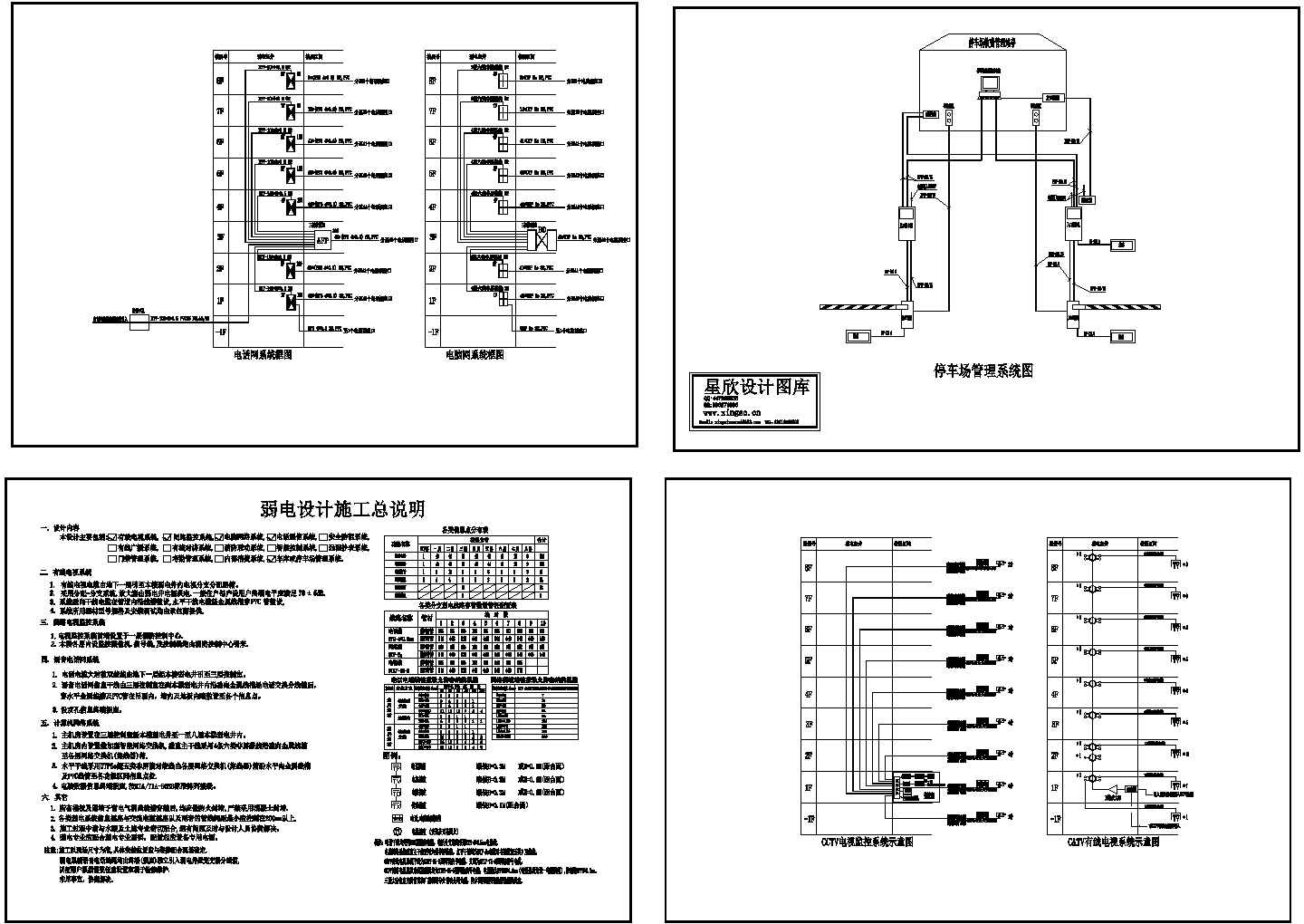 弱电设计说明及各类系统接线图