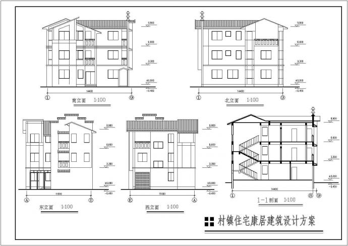 某地三层别墅建筑设计施工图（共3张）_图1