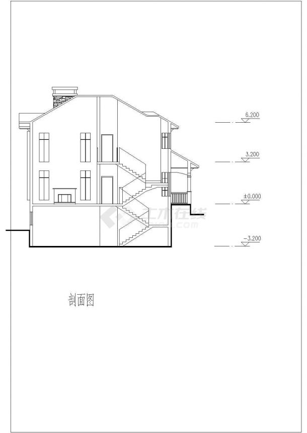 某地坡地独栋别墅方案设计图（共8张）-图一