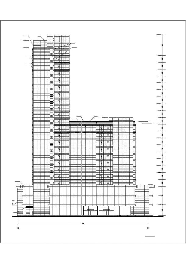使用较多的高层办公楼建筑设计图（标注详细）-图一