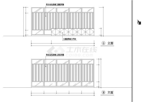 某气体有限公司办公室室内装修cad施工方案-图二