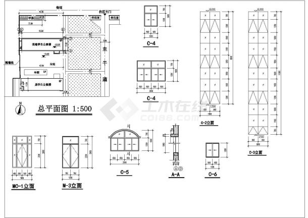 某地区中学四层宿舍楼建筑施工全套CAD设计图纸-图二