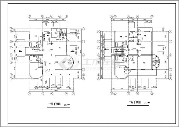 某地区精品别墅建筑施工全套CAD设计图纸-图一