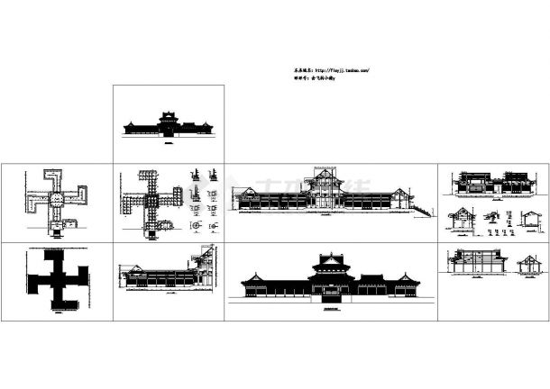 长71.5米 宽64.4米 一层罗汉堂建筑设计图（含基础平面图）-图一