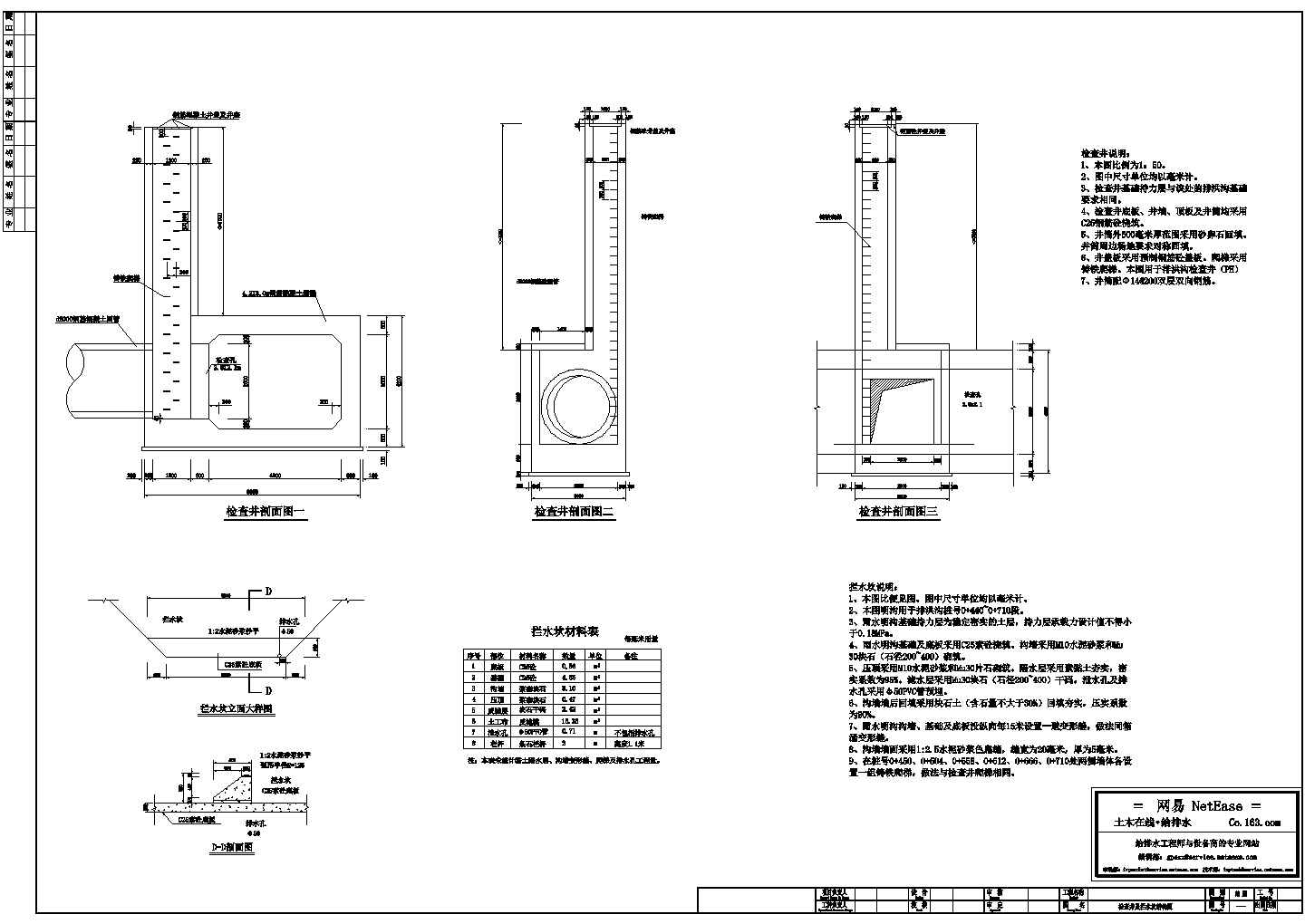检查井及拦水坎结构图