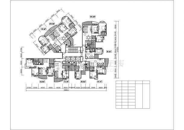 某地比较详细的高层住宅户型经典建筑图-图二