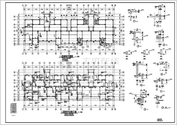 某地六层异形柱框架结构住宅结构施工图（带地下室）-图二