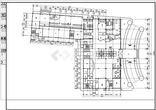 某地区三层国际广场平面施工设计图纸-图二