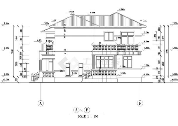 某地区欧式豪华别墅建筑设计方案全套CAD设计图纸-图二