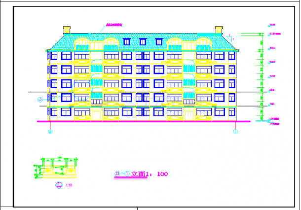 某小区6层住宅楼建筑CAD设计图-图一