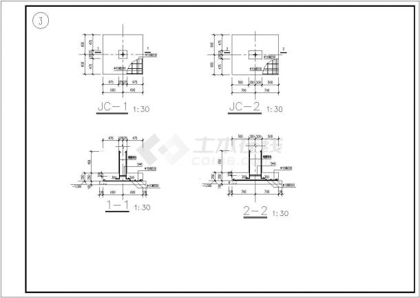 三层砖混结构梁配筋及板筋施工设计图-图二