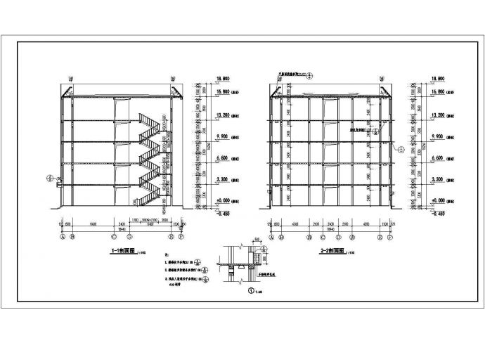 多层宿舍楼设计建筑CAD平立面图纸_图1