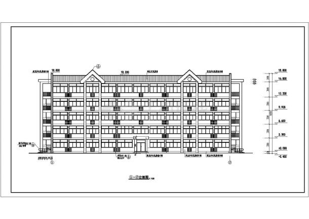 多层宿舍楼设计建筑CAD平立面图纸-图二