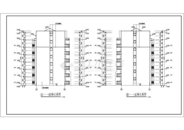 多层住宅楼设计建筑施工平立剖图纸-图二