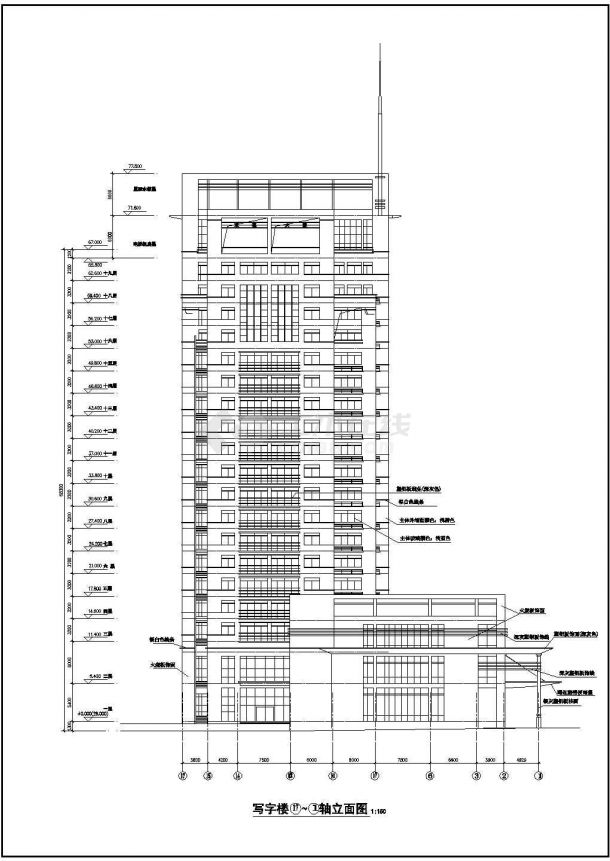 某地十九层高层写字楼建筑设计施工图-图二