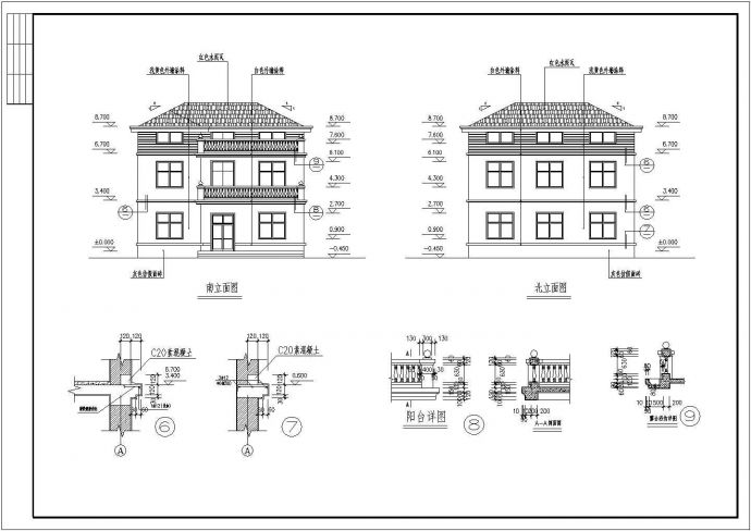 250平米三层民居建筑结构设计施工图_图1