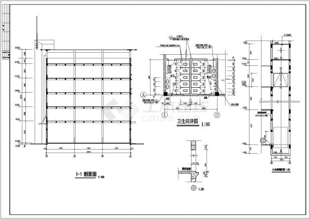 五层工业厂房框架结构建筑施工设计图-图二