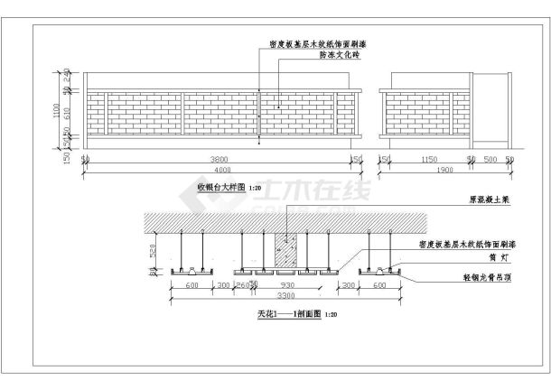 某地区美食广场室内装修cad施工图-图二