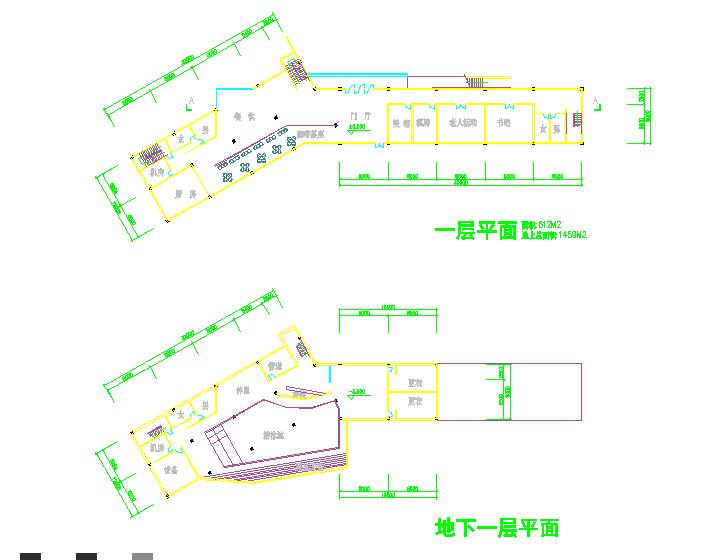 某地小型二层会所建筑设计图（共3张）