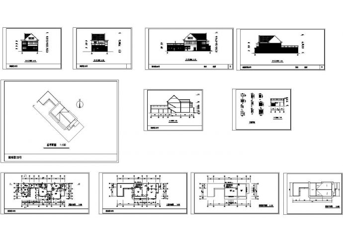 洋北某二层小别墅设计方案施工cad图纸，共11张_图1