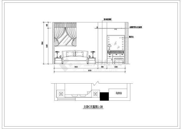 经典室内套房装修cad施工设计方案图纸-图二