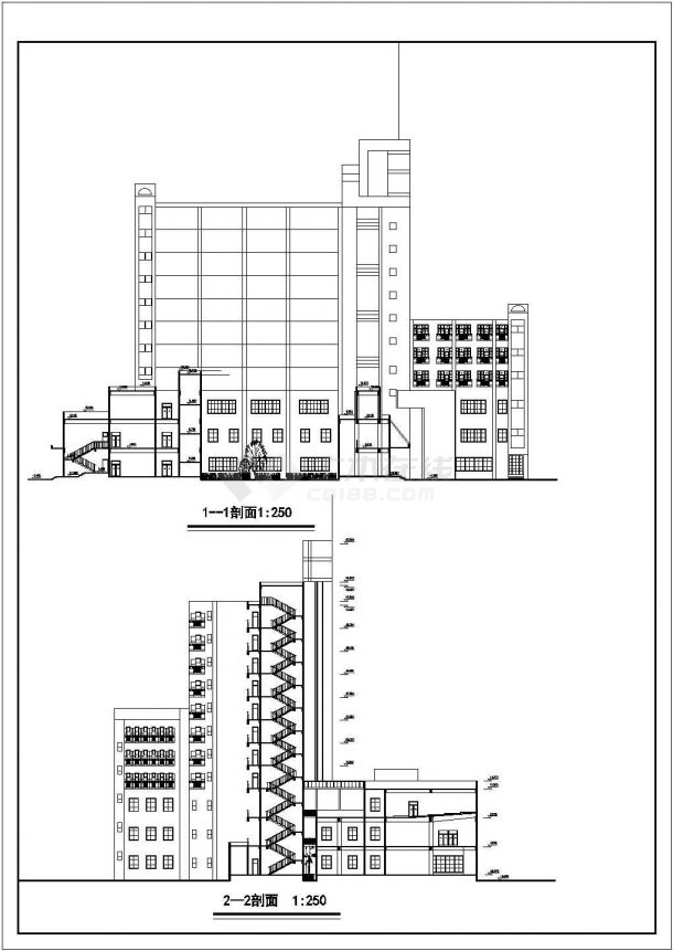 某地小型综合性写字楼建筑设计图（标注详细）-图二