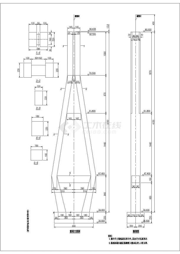 大连动物园斜拉桥施工图-图一