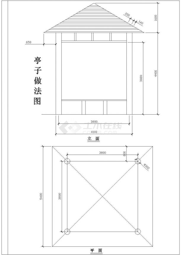[北京]某西山庭院别墅景观设计cad平面施工图-图二