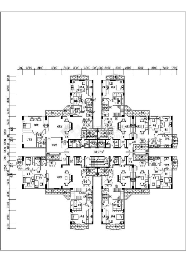 某地高层住宅建筑施工图纸（共4张）-图二