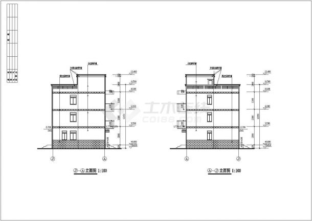 某小康型别墅建筑施工cad设计图纸-图一