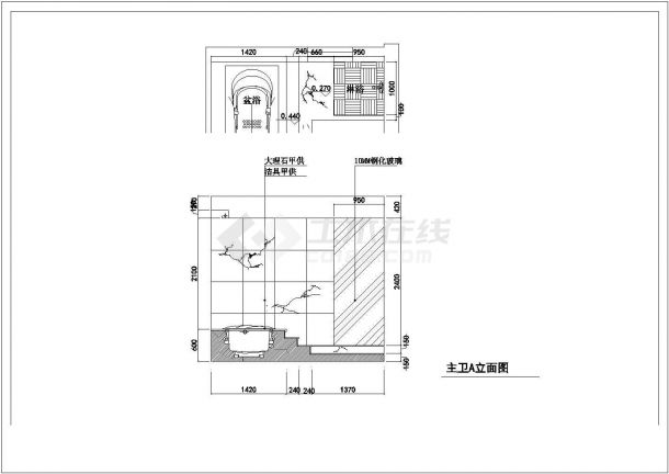 某地现代风格家装室内设计施工图（含效果图）-图二