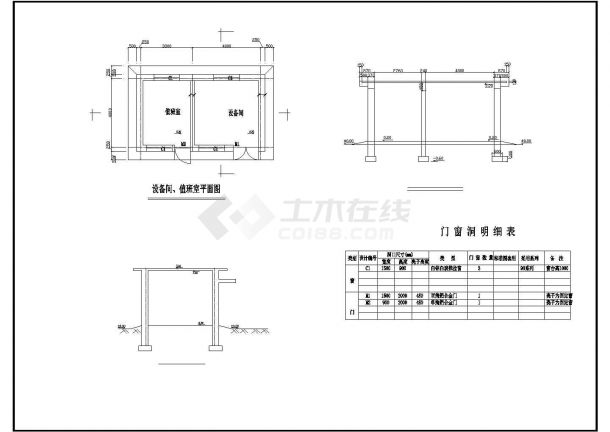 某厂房一层值班室污水处理施工平面cad图纸-图一