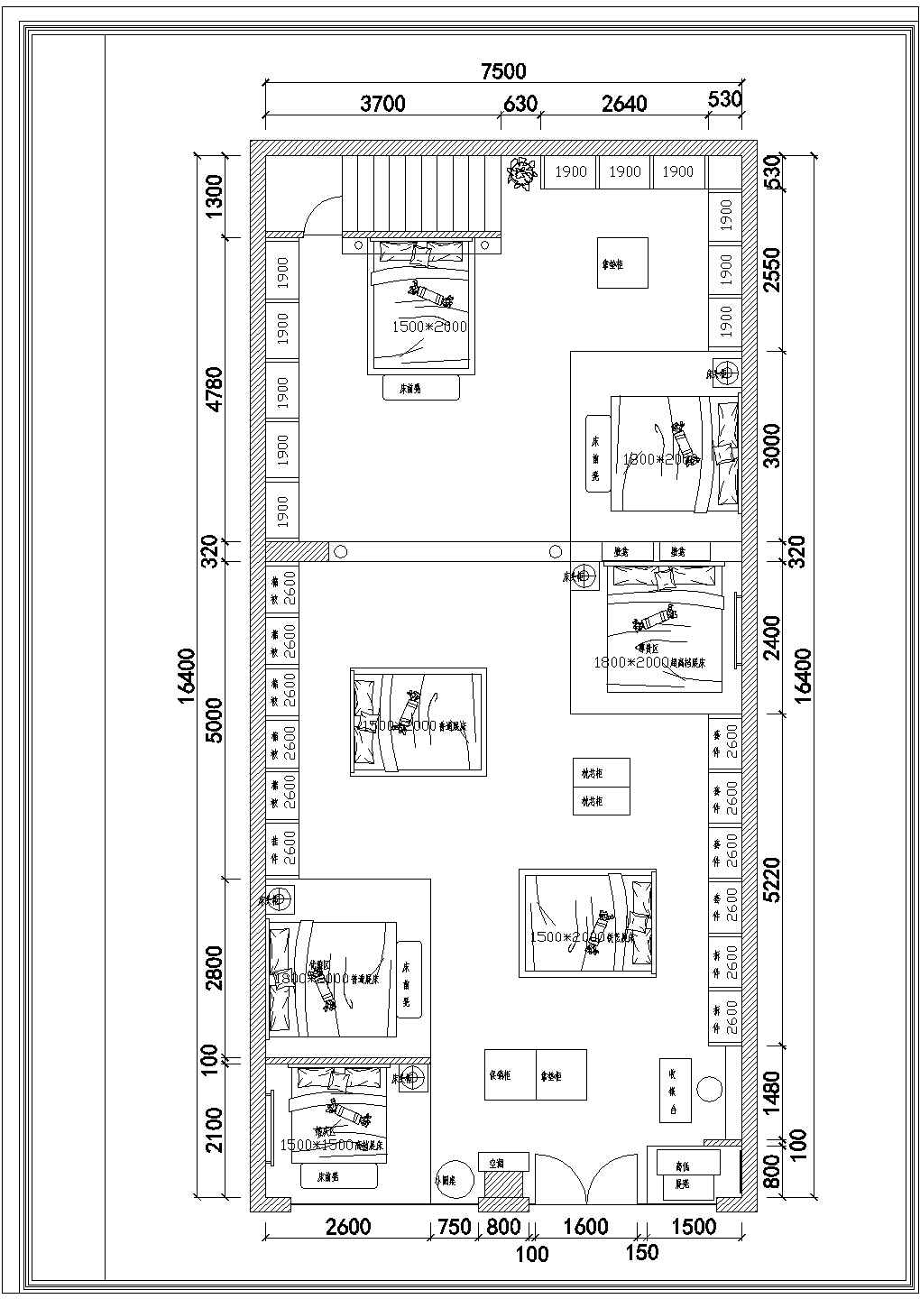 某家纺床上用品城室内装修cad施工图