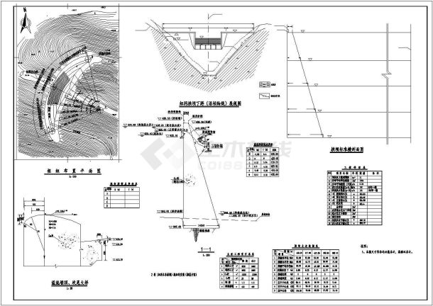 某地耕尧水库拱坝拱坝1、2＃枢纽布置初步设计图纸-图二