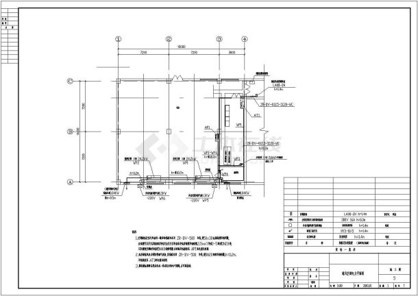 某学校通信机房电气cad设计图纸-图二