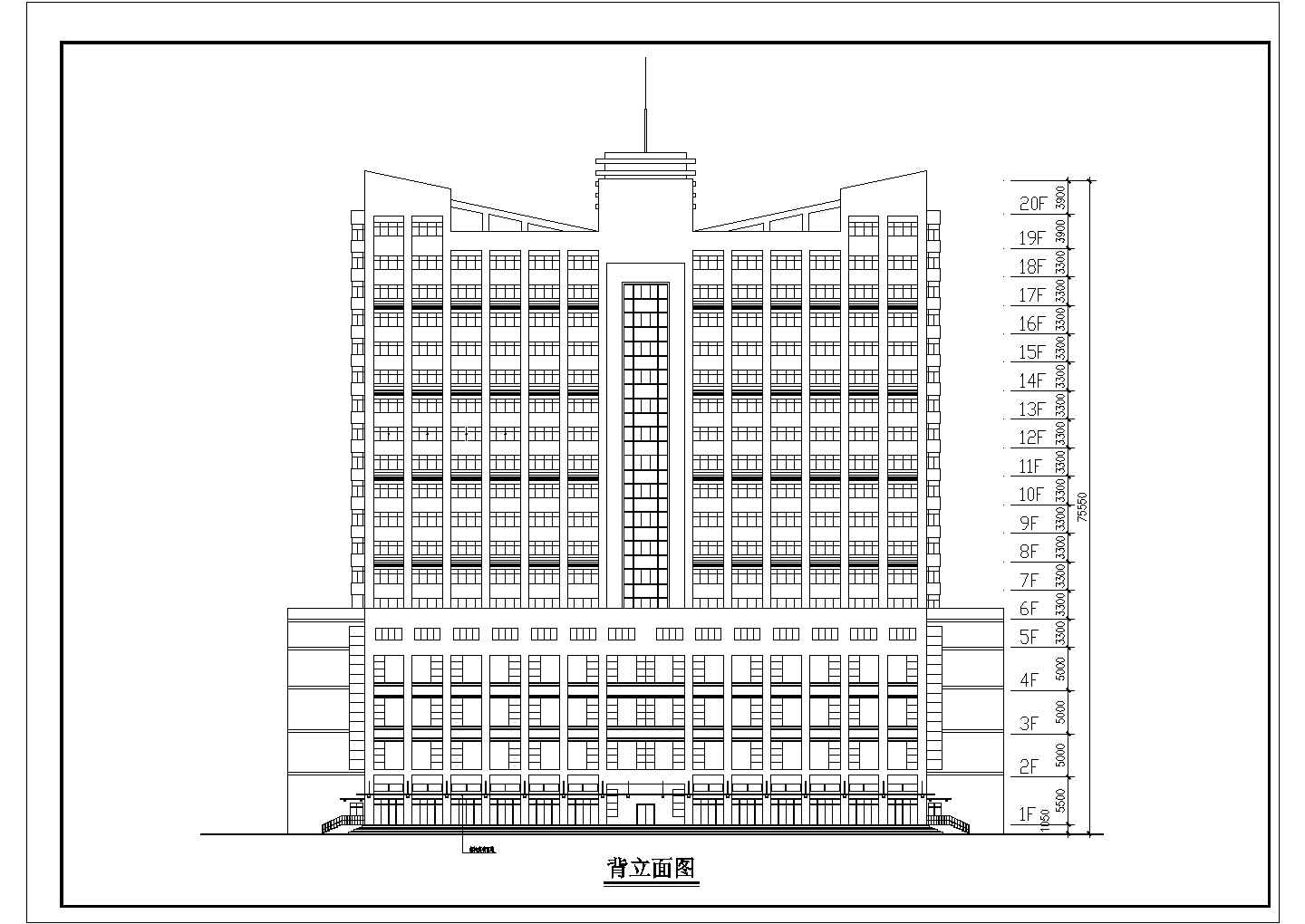 二十层商业大型酒店建筑设计方案图