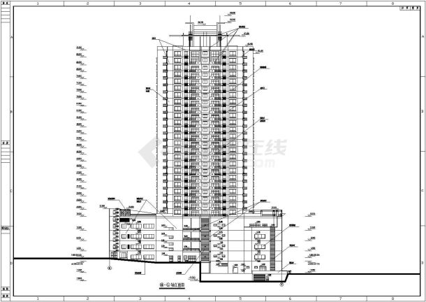 某地高层商住大厦建筑施工CAD图-图二