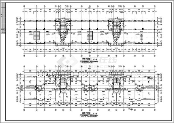 某地区全套底商住宅楼建筑施工CAD设计图纸-图二