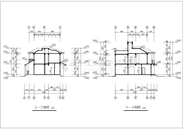 某地区全套二层独立别墅建筑施工CAD设计图纸-图二