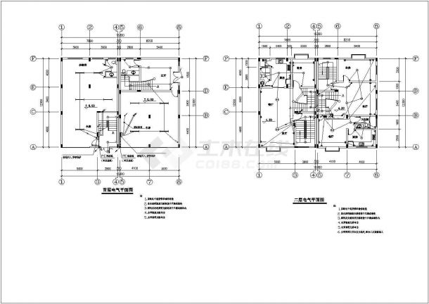 某地区全套私人别墅建筑结构电气给排水CAD设计图纸-图二