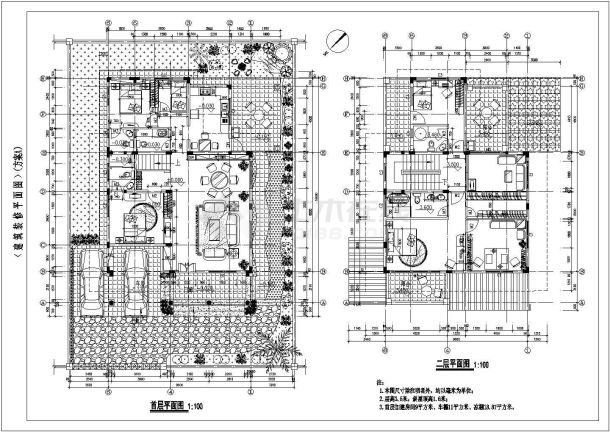 某花园别墅室内装修cad整套施工图-图二