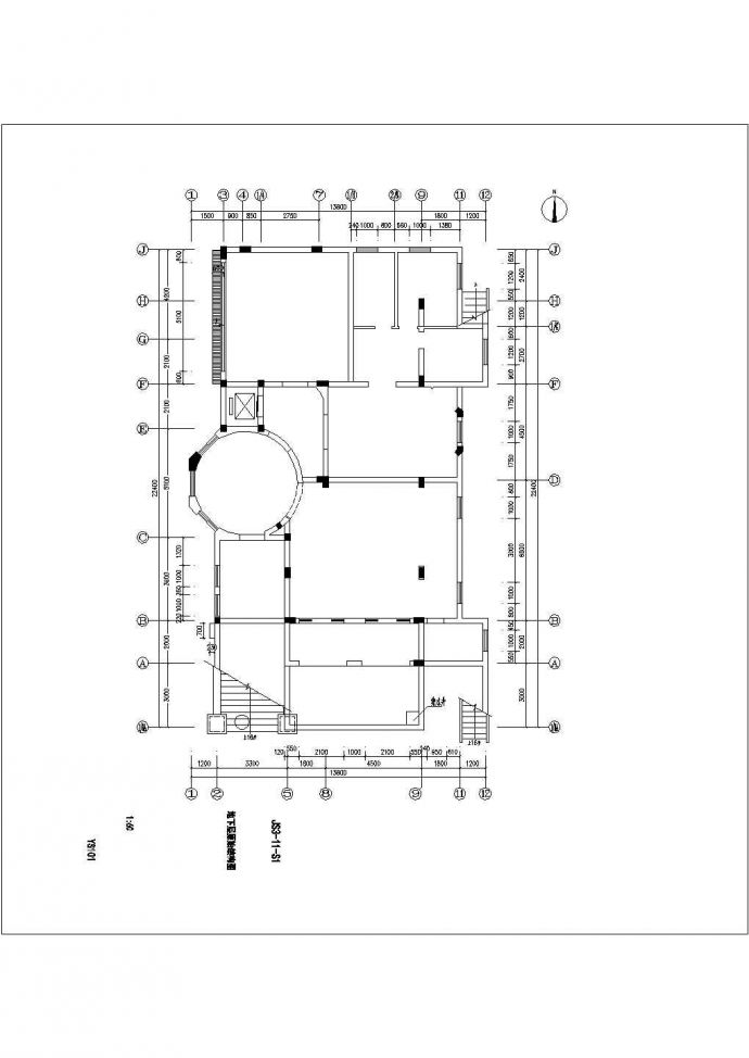 某两层别墅装修cad平面施工设计图_图1
