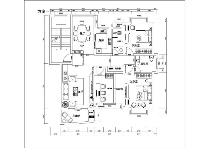 某单层别墅室内装修cad施工设计图纸_图1