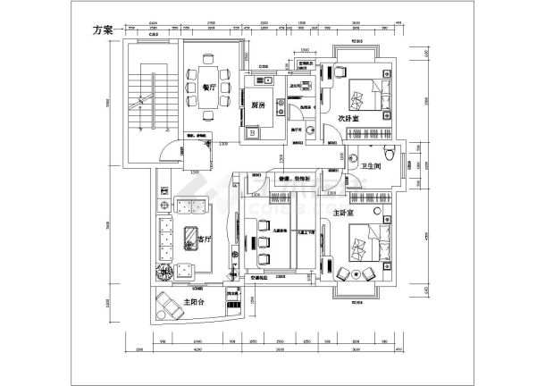 某单层别墅室内装修cad施工设计图纸-图二