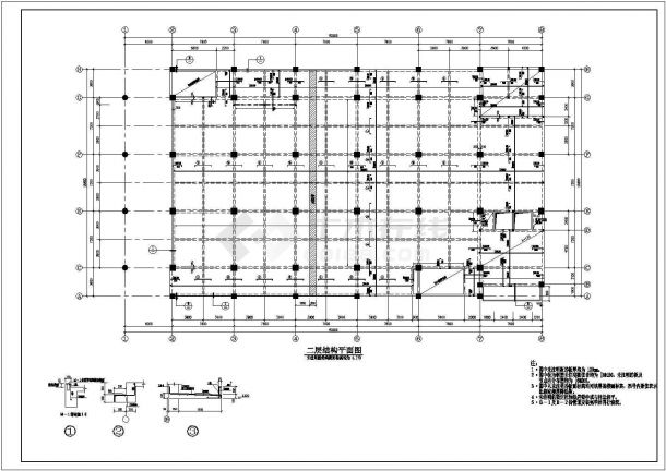 某地五层框架结构商场楼结构施工图-图二