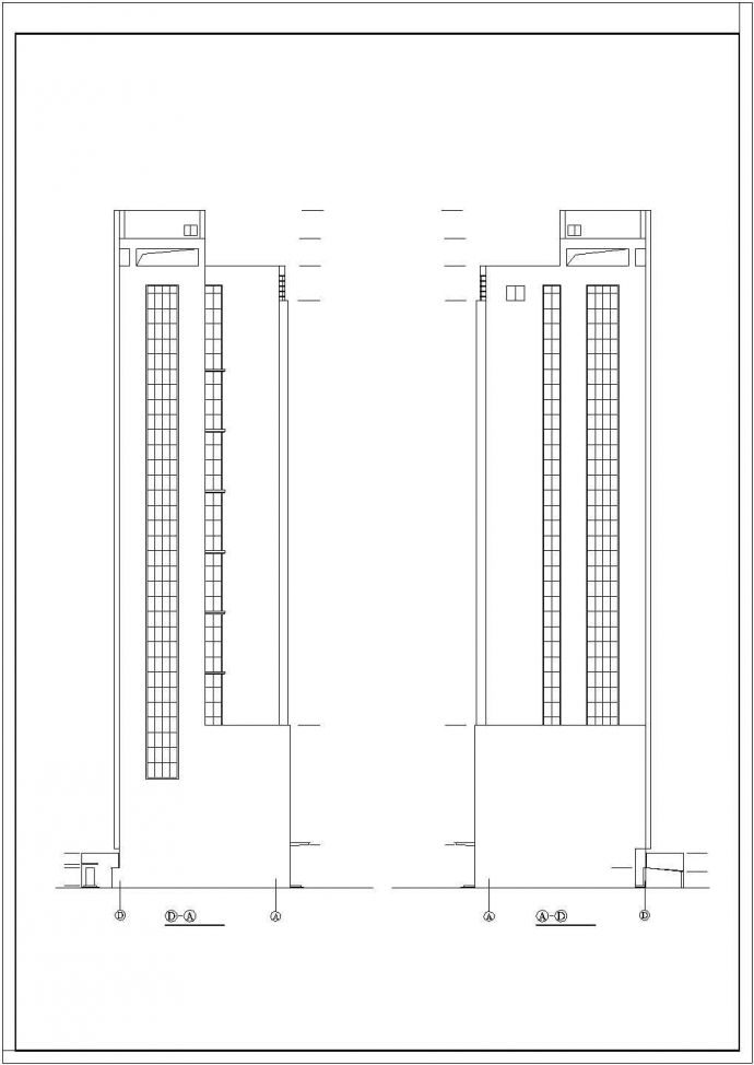 某地大型详细的高层办公写字楼建筑方案图（共10张）_图1